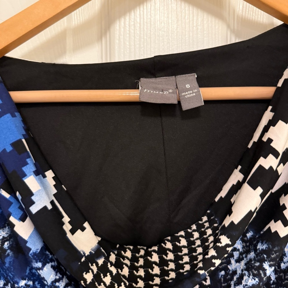 NWT Muse Houndstooth Split Sleeve Jersey Stretch … - image 3